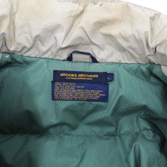 Brooks Brothers Tan Down Filled Insulated Zip-Up Coat Large Cinched Waist Jacket - Picture 6 of 7